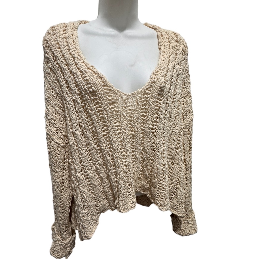 Free People size SP cream knit 100% cotton sweater